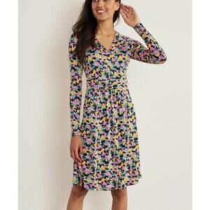 Boden Floral Layla Jersey Casual Abstract Palm Print Dress UK 12 L US 8 L Tall